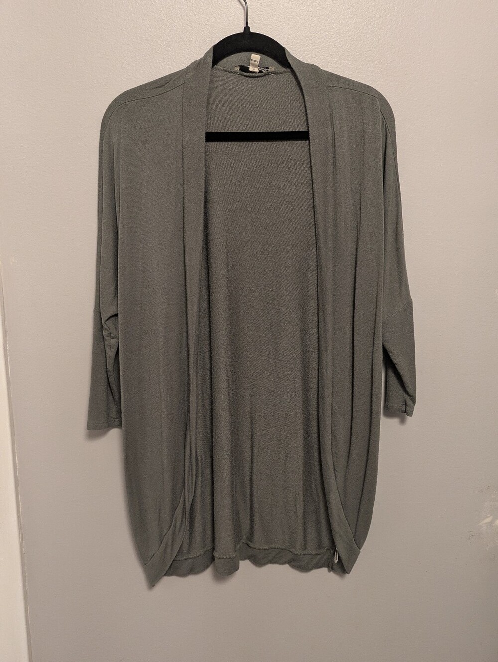 Express One Eleven Sage Green Quarter Sleeve Open Cardigan